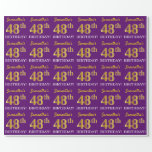 [ Thumbnail: Purple, Imitation Gold Look "48th Birthday" Wrapping Paper ]