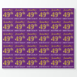 [ Thumbnail: Purple, Imitation Gold Look "49th Birthday" Wrapping Paper ]