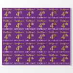 [ Thumbnail: Purple, Imitation Gold Look "4th Birthday" Wrapping Paper ]