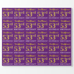 [ Thumbnail: Purple, Imitation Gold Look "53rd Birthday" Wrapping Paper ]