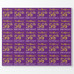 [ Thumbnail: Purple, Imitation Gold Look "56th Birthday" Wrapping Paper ]