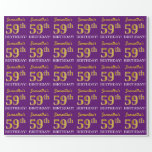 [ Thumbnail: Purple, Imitation Gold Look "59th Birthday" Wrapping Paper ]