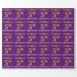 [ Thumbnail: Purple, Imitation Gold Look "5th Birthday" Wrapping Paper ]