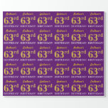 [ Thumbnail: Purple, Imitation Gold Look "63rd Birthday" Wrapping Paper ]