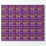 [ Thumbnail: Purple, Imitation Gold Look "66th Birthday" Wrapping Paper ]