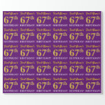 [ Thumbnail: Purple, Imitation Gold Look "67th Birthday" Wrapping Paper ]
