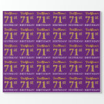 [ Thumbnail: Purple, Imitation Gold Look "71st Birthday" Wrapping Paper ]