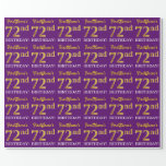 [ Thumbnail: Purple, Imitation Gold Look "72nd Birthday" Wrapping Paper ]