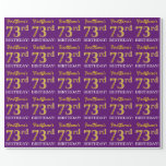 [ Thumbnail: Purple, Imitation Gold Look "73rd Birthday" Wrapping Paper ]
