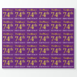 [ Thumbnail: Purple, Imitation Gold Look "74th Birthday" Wrapping Paper ]