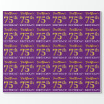 [ Thumbnail: Purple, Imitation Gold Look "75th Birthday" Wrapping Paper ]