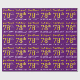 Purple, Imitation Gold Look "78th BIRTHDAY" Wrapping Paper