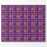[ Thumbnail: Purple, Imitation Gold Look "81st Birthday" Wrapping Paper ]