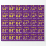 [ Thumbnail: Purple, Imitation Gold Look "84th Birthday" Wrapping Paper ]