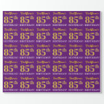 [ Thumbnail: Purple, Imitation Gold Look "85th Birthday" Wrapping Paper ]