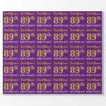 [ Thumbnail: Purple, Imitation Gold Look "89th Birthday" Wrapping Paper ]