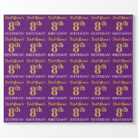 [ Thumbnail: Purple, Imitation Gold Look "8th Birthday" Wrapping Paper ]