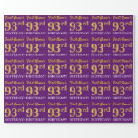 [ Thumbnail: Purple, Imitation Gold Look "93rd Birthday" Wrapping Paper ]