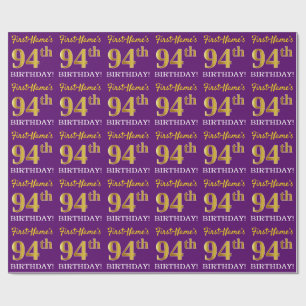 Purple, Imitation Gold Look "94th BIRTHDAY" Wrapping Paper