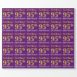 [ Thumbnail: Purple, Imitation Gold Look "95th Birthday" Wrapping Paper ]