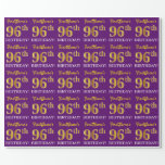 [ Thumbnail: Purple, Imitation Gold Look "96th Birthday" Wrapping Paper ]