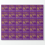 [ Thumbnail: Purple, Imitation Gold Look "97th Birthday" Wrapping Paper ]