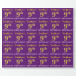 [ Thumbnail: Purple, Imitation Gold Look "9th Birthday" Wrapping Paper ]