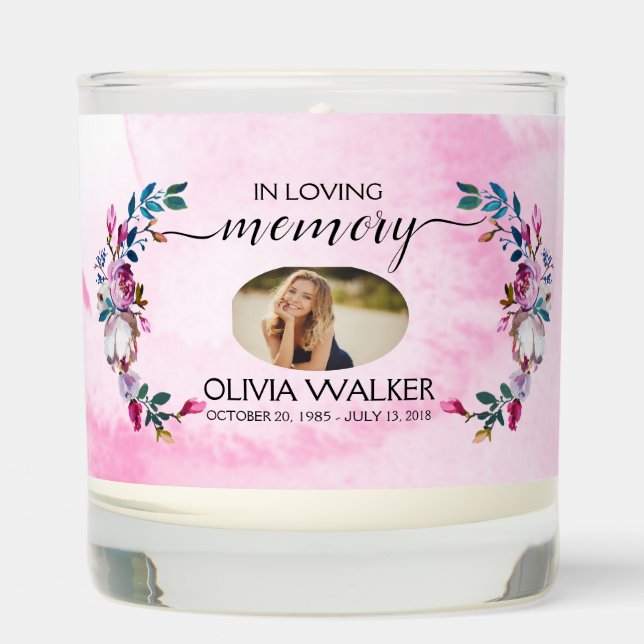  Purple In Loving Memory Photo Memorial  Scented Candle (Front)