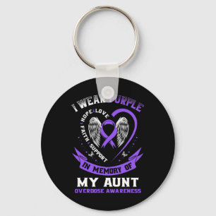 Purple In Memory Of My Aunt Drug Overdose Awarenes Keychain