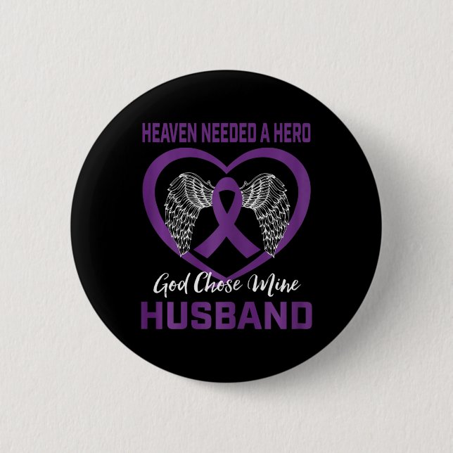 Purple In Memory Of My Husbynd Pancreatic Cancer A Button (Front)