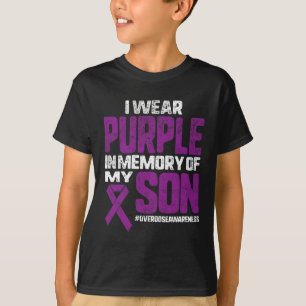 Purple In Memory Of My Son Overdose Awareness Ribb T-Shirt
