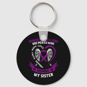 Purple In Memory of Sister Pancreatic Cancer Aware Keychain