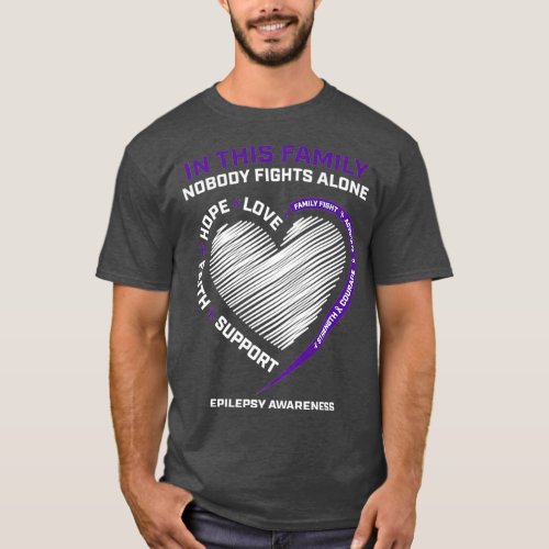 Purple In This Family Nobody Fights Alone T_Shirt