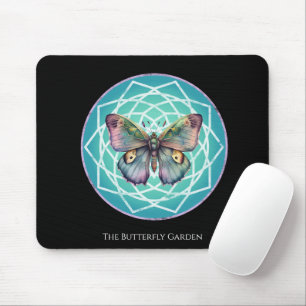Purple Indigo Butterfly Mystical Mandala Turquoise Mouse Pad