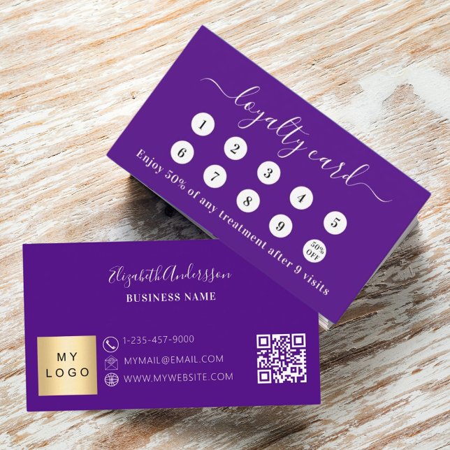 Purple indigo qr code business logo loyalty card (Creator Uploaded)