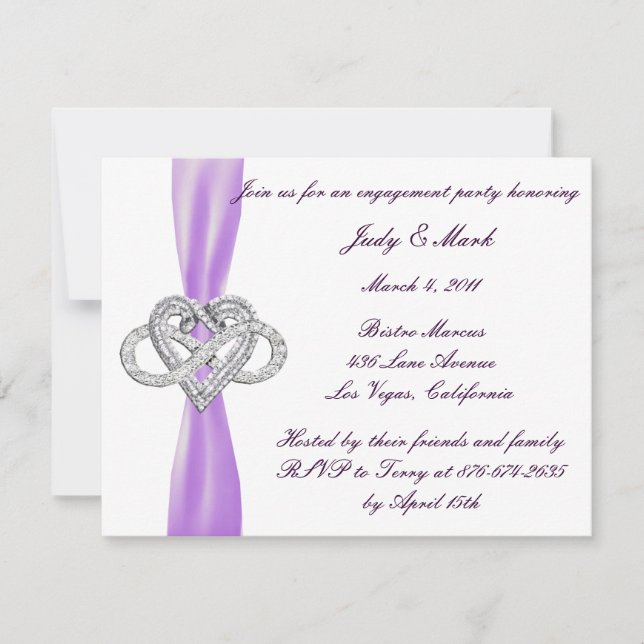 Purple Infinity Heart Engagement Party Invitation (Front)