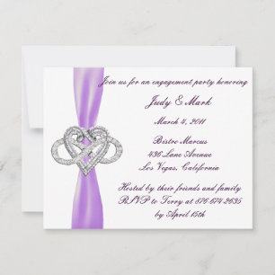 Purple Infinity Heart Engagement Party Invitation