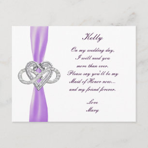 Purple Infinity Heart Maid Of Honor Card