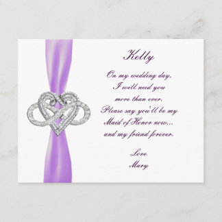 Purple Infinity Heart Maid Of Honor Card