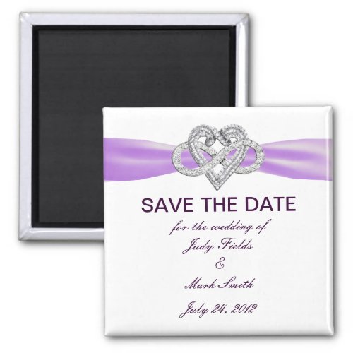 Purple Infinity Heart Save The Date Magnet
