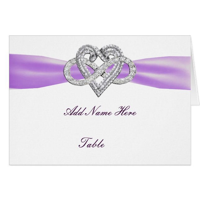 Purple Infinity Heart Wedding Table Place Card (Front Horizontal)
