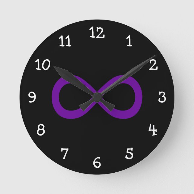 Purple Infinity Symbol Round Clock (Front)