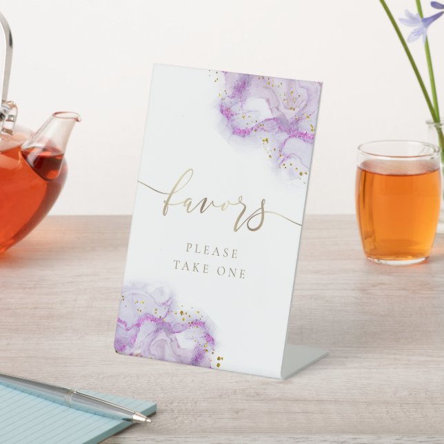 purple ink favors pedestal sign (In SItu)