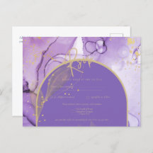 Purple Ink Lavender and Gold Purple Wedding RSVP