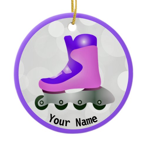 Purple Inline Skate Design Ceramic Ornament