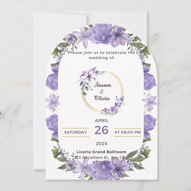 Purple Inspiration Wedding Invitation (Front)