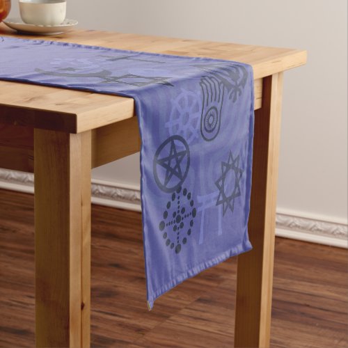 Purple Interfaith Symbols Short Table Runner