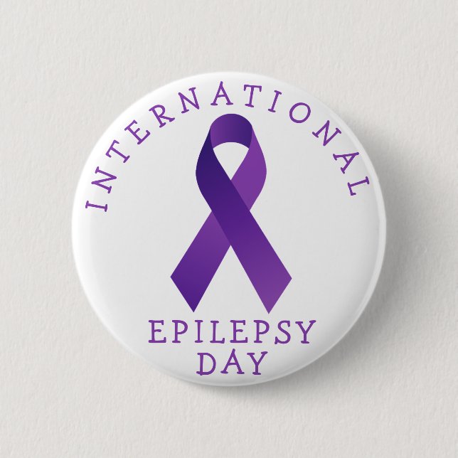 Purple International Epilepsy Day Ribbon Support  Button (Front)