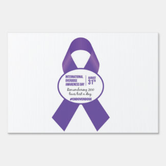 Purple international Overdose Awareness Day Sign