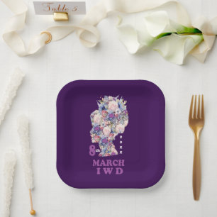 Purple international women's day 2025  paper plates